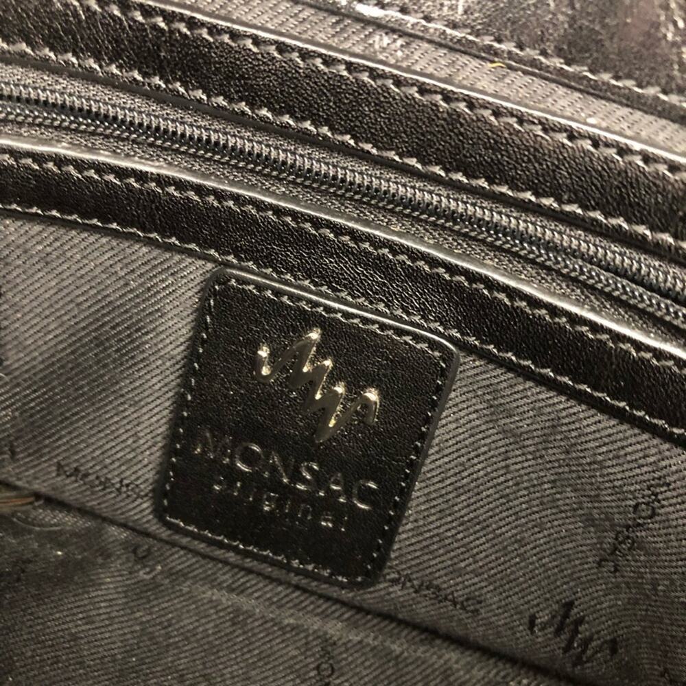 Monsac black leather small cocktail purse handbag baguette - Picture 5 of 5